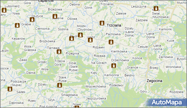 mapa Rdzawa, Rdzawa na mapie Targeo