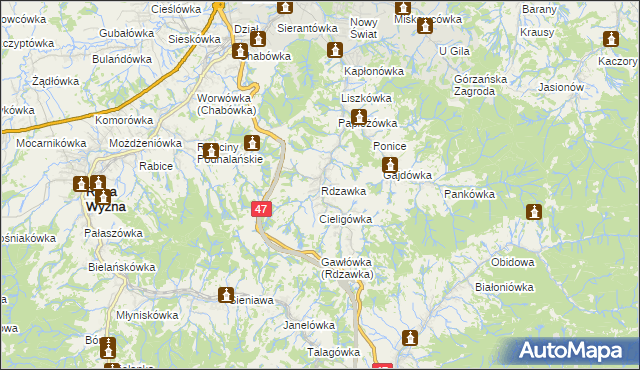 mapa Rdzawka, Rdzawka na mapie Targeo