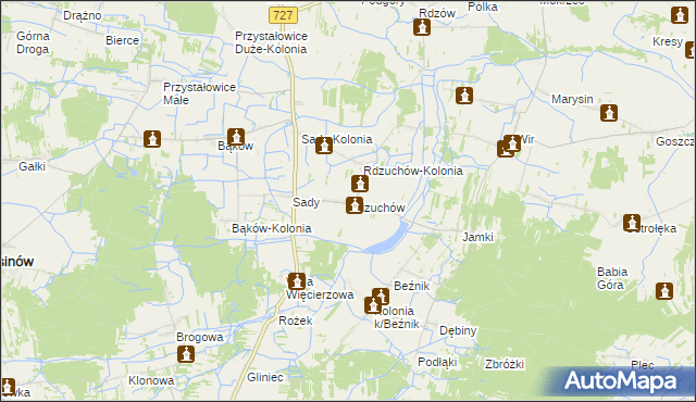 mapa Rdzuchów, Rdzuchów na mapie Targeo