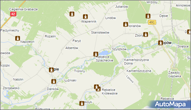 mapa Rębielice Szlacheckie, Rębielice Szlacheckie na mapie Targeo