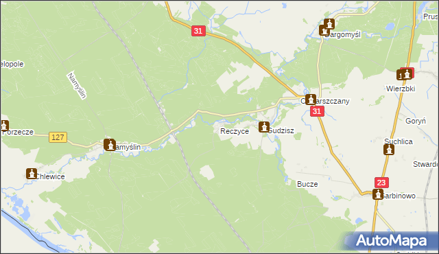 mapa Reczyce gmina Boleszkowice, Reczyce gmina Boleszkowice na mapie Targeo