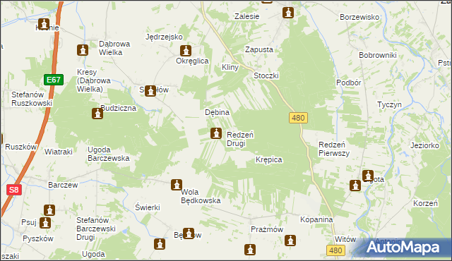 mapa Redzeń Drugi, Redzeń Drugi na mapie Targeo