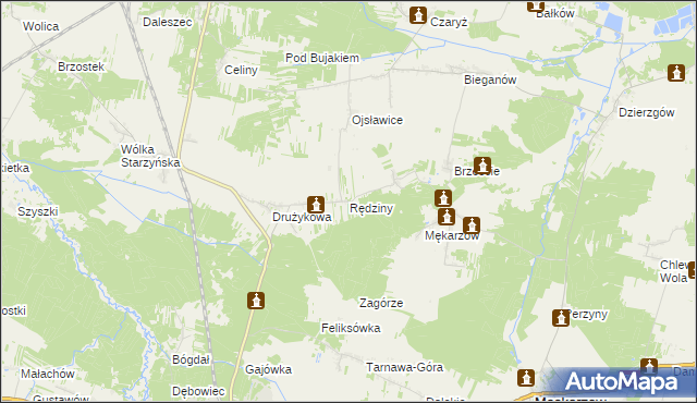 mapa Rędziny gmina Szczekociny, Rędziny gmina Szczekociny na mapie Targeo