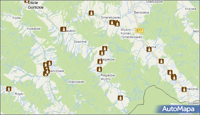 mapa Regietów, Regietów na mapie Targeo