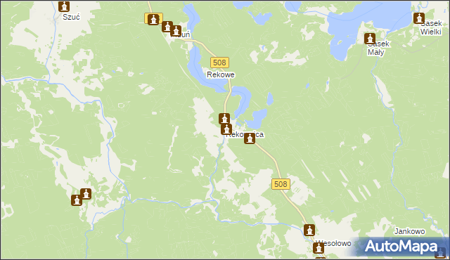 mapa Rekownica gmina Jedwabno, Rekownica gmina Jedwabno na mapie Targeo