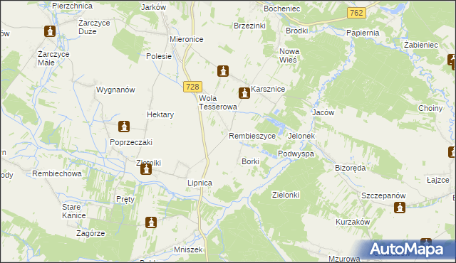 mapa Rembieszyce, Rembieszyce na mapie Targeo