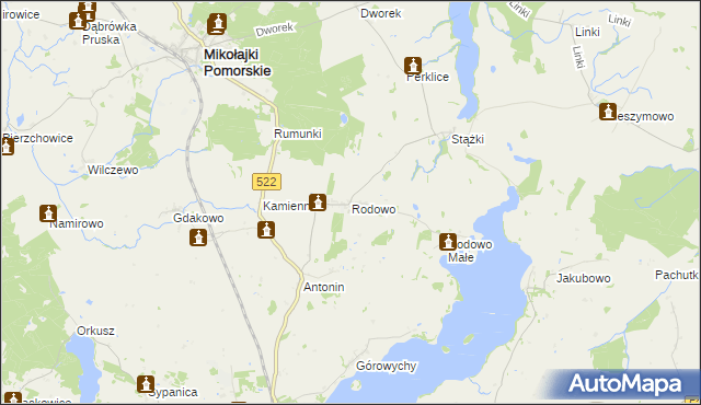 mapa Rodowo gmina Prabuty, Rodowo gmina Prabuty na mapie Targeo