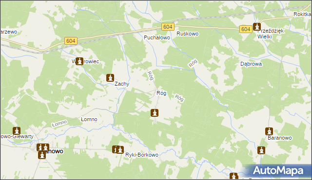 mapa Róg gmina Janowo, Róg gmina Janowo na mapie Targeo