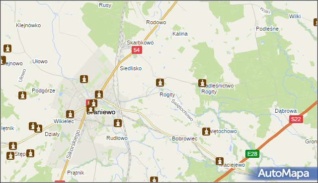 mapa Rogity, Rogity na mapie Targeo