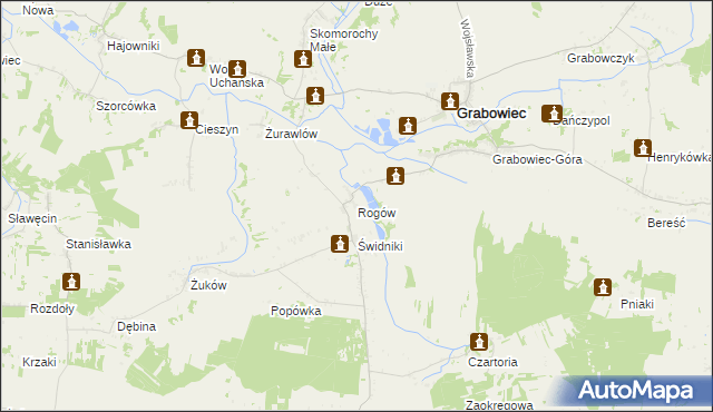 mapa Rogów gmina Grabowiec, Rogów gmina Grabowiec na mapie Targeo