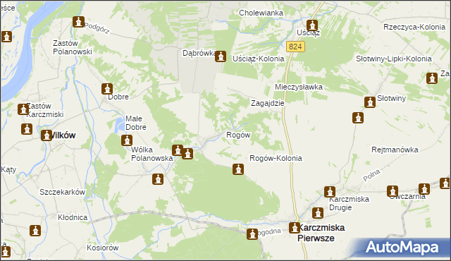 mapa Rogów gmina Wilków, Rogów gmina Wilków na mapie Targeo