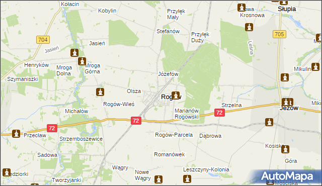 mapa Rogów powiat brzeziński, Rogów powiat brzeziński na mapie Targeo