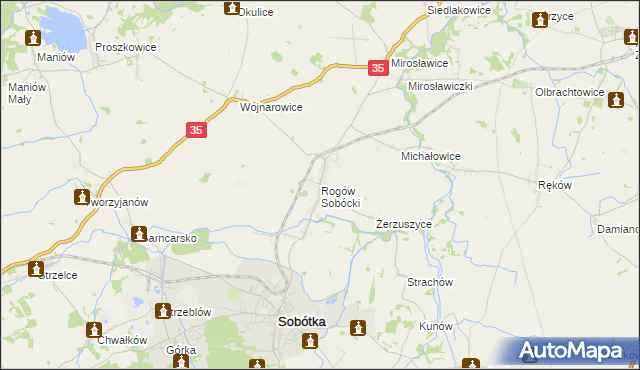 mapa Rogów Sobócki, Rogów Sobócki na mapie Targeo