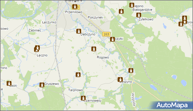 mapa Rogowo gmina Białogard, Rogowo gmina Białogard na mapie Targeo