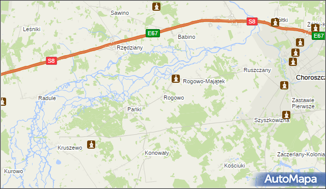 mapa Rogowo gmina Choroszcz, Rogowo gmina Choroszcz na mapie Targeo