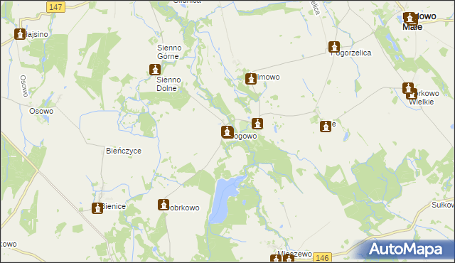 mapa Rogowo gmina Radowo Małe, Rogowo gmina Radowo Małe na mapie Targeo