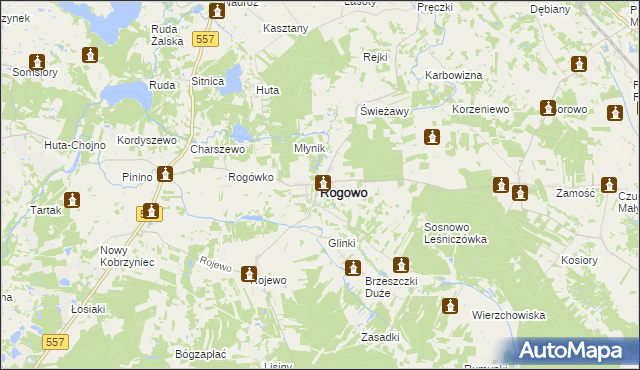 mapa Rogowo powiat rypiński, Rogowo powiat rypiński na mapie Targeo