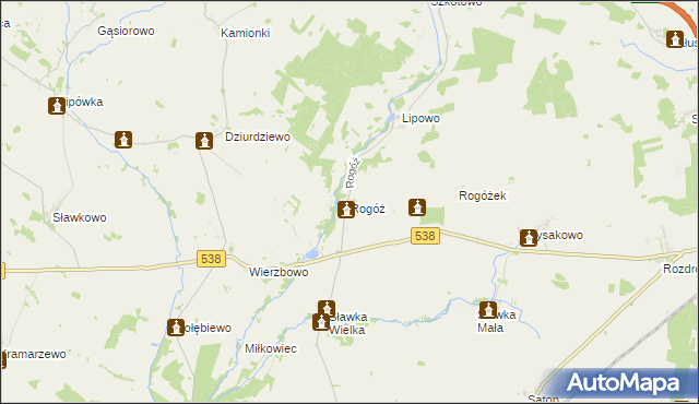 mapa Rogóż gmina Kozłowo, Rogóż gmina Kozłowo na mapie Targeo