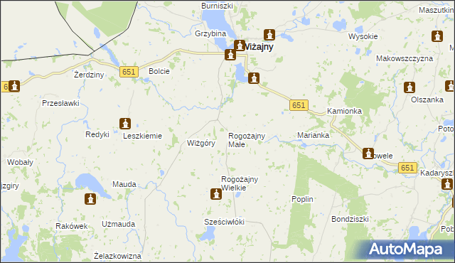 mapa Rogożajny Małe, Rogożajny Małe na mapie Targeo