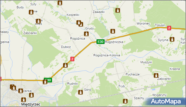 mapa Rogoźnica-Kolonia, Rogoźnica-Kolonia na mapie Targeo