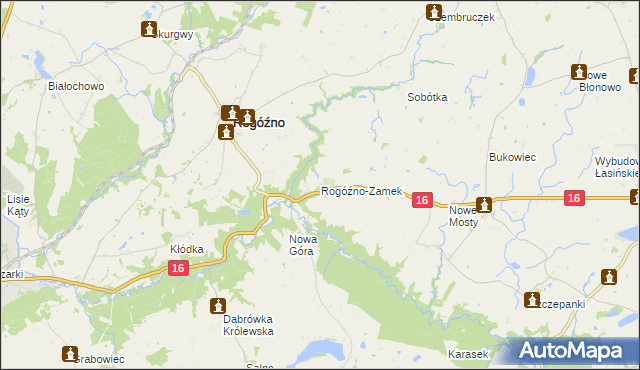 mapa Rogóźno-Zamek, Rogóźno-Zamek na mapie Targeo