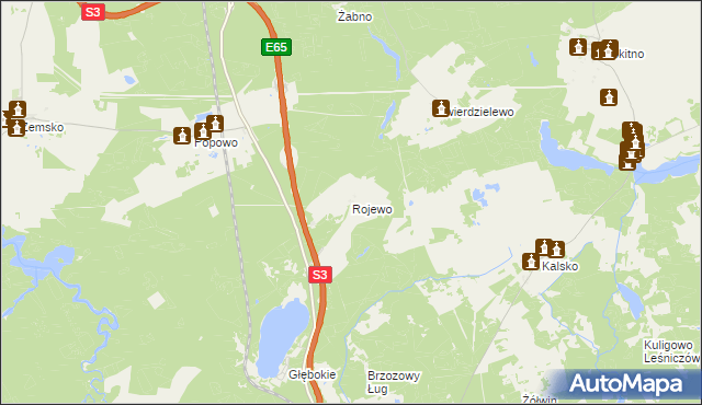 mapa Rojewo gmina Międzyrzecz, Rojewo gmina Międzyrzecz na mapie Targeo