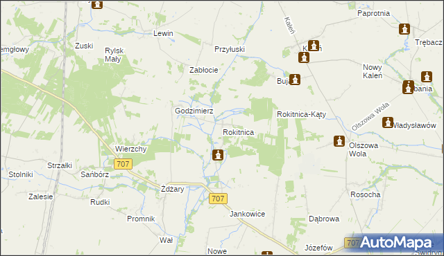 mapa Rokitnica gmina Nowe Miasto nad Pilicą, Rokitnica gmina Nowe Miasto nad Pilicą na mapie Targeo