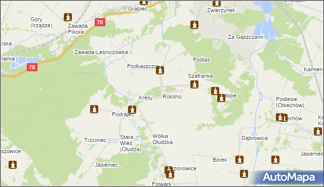 mapa Rokitno gmina Szczekociny, Rokitno gmina Szczekociny na mapie Targeo