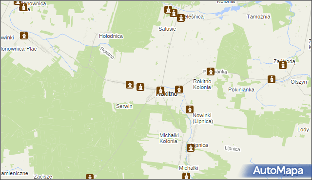 mapa Rokitno powiat bialski, Rokitno powiat bialski na mapie Targeo