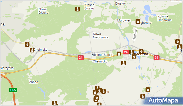 mapa Rokitno-Stacja, Rokitno-Stacja na mapie Targeo