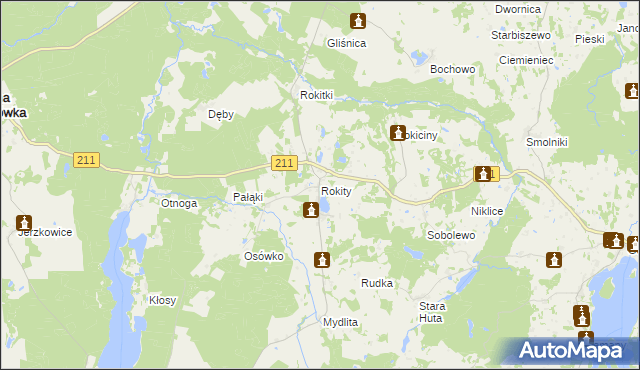 mapa Rokity gmina Czarna Dąbrówka, Rokity gmina Czarna Dąbrówka na mapie Targeo