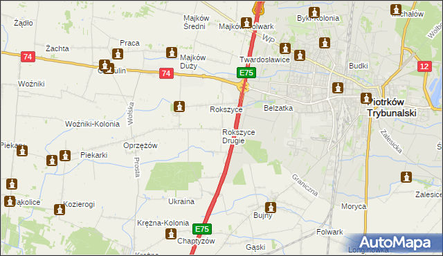 mapa Rokszyce Drugie, Rokszyce Drugie na mapie Targeo