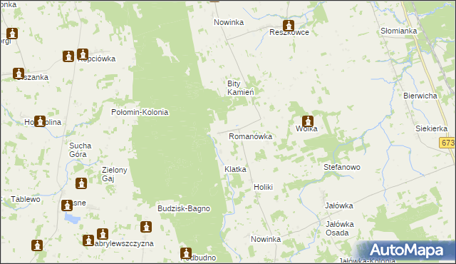 mapa Romanówka gmina Sidra, Romanówka gmina Sidra na mapie Targeo