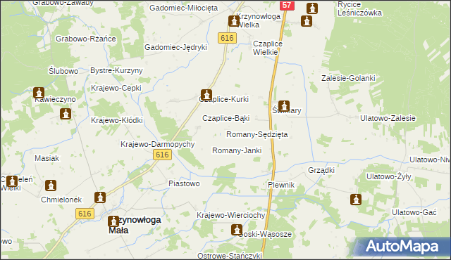 mapa Romany-Sędzięta, Romany-Sędzięta na mapie Targeo