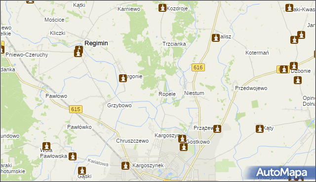 mapa Ropele, Ropele na mapie Targeo