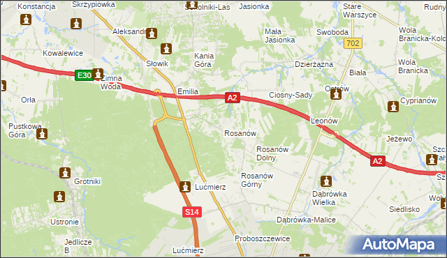 mapa Rosanów, Rosanów na mapie Targeo