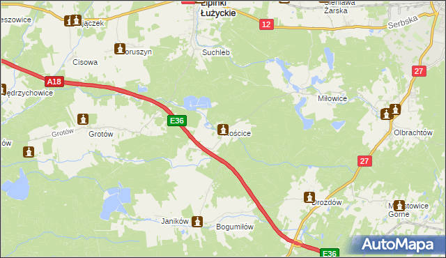 mapa Rościce, Rościce na mapie Targeo