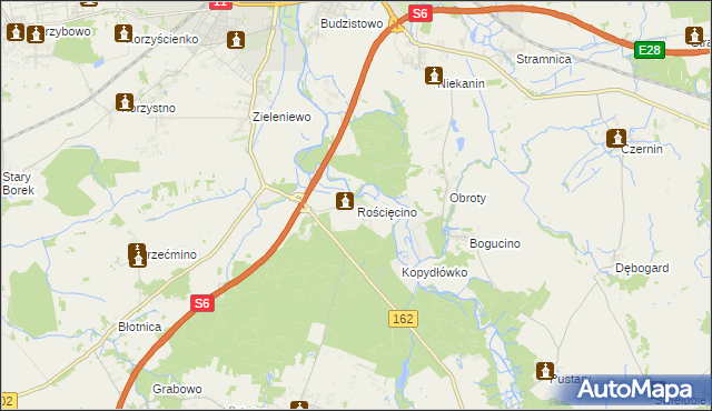 mapa Rościęcino, Rościęcino na mapie Targeo