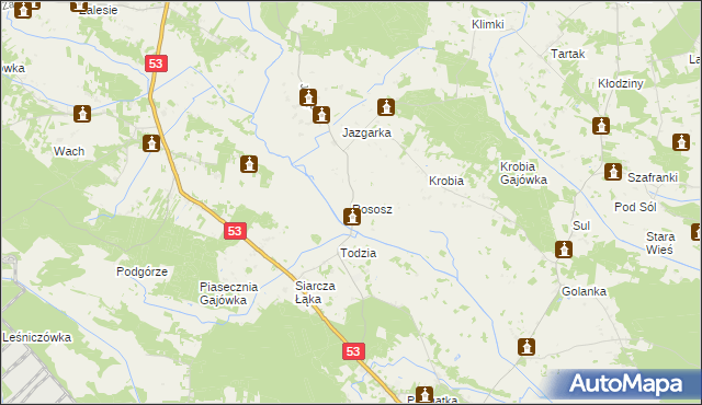 mapa Rososz gmina Kadzidło, Rososz gmina Kadzidło na mapie Targeo