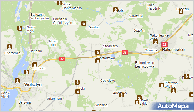 mapa Rostarzewo, Rostarzewo na mapie Targeo