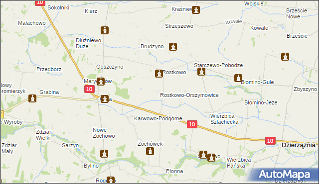 mapa Rostkowo-Orszymowice, Rostkowo-Orszymowice na mapie Targeo
