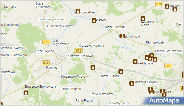 mapa Roszki-Chrzczony, Roszki-Chrzczony na mapie Targeo