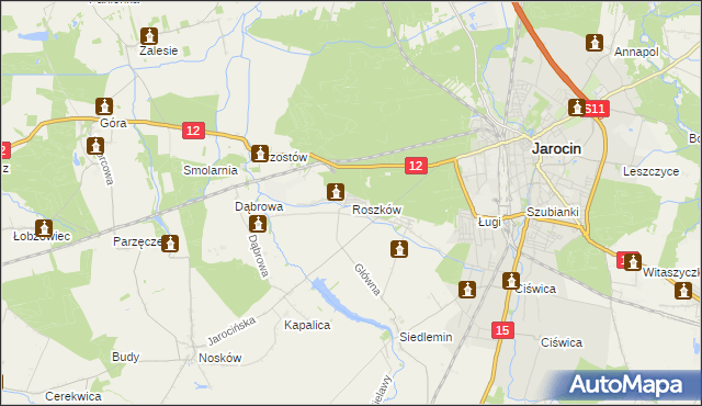 mapa Roszków gmina Jarocin, Roszków gmina Jarocin na mapie Targeo