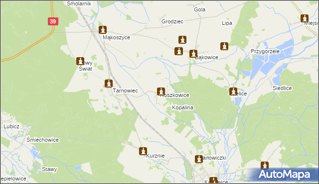 mapa Roszkowice gmina Lubsza, Roszkowice gmina Lubsza na mapie Targeo