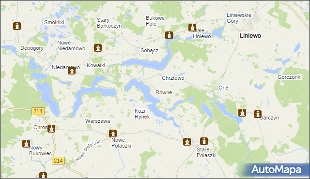 mapa Równe gmina Liniewo, Równe gmina Liniewo na mapie Targeo