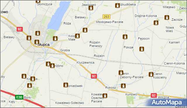 mapa Rozalin gmina Słupca, Rozalin gmina Słupca na mapie Targeo