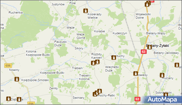 mapa Rozbity Kamień, Rozbity Kamień na mapie Targeo