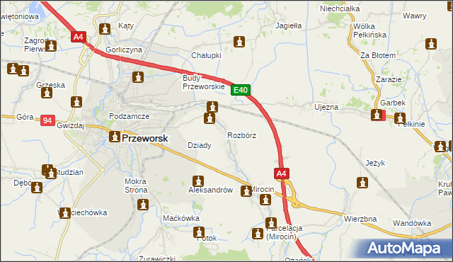 mapa Rozbórz, Rozbórz na mapie Targeo