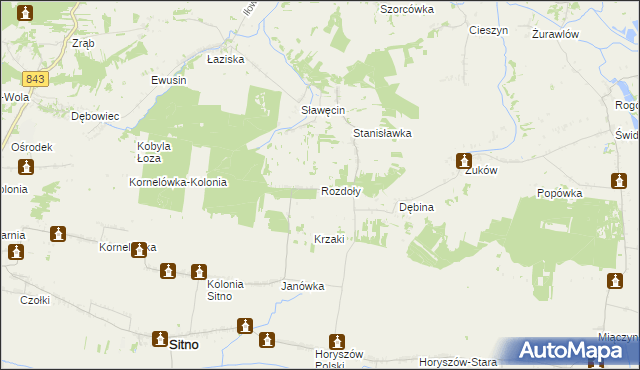 mapa Rozdoły gmina Sitno, Rozdoły gmina Sitno na mapie Targeo