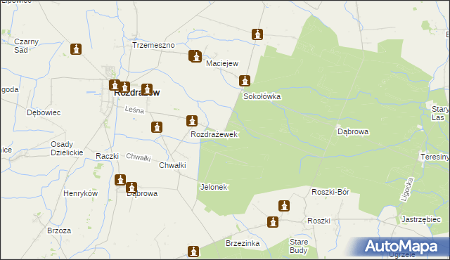 mapa Rozdrażewek gmina Krotoszyn, Rozdrażewek gmina Krotoszyn na mapie Targeo